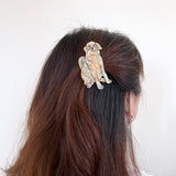 Hand-painted Golden Retriever Dog Barrette Hair Clip | Eco-Friendly