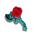 Handmade Origami Rose Stem Flower Claw Hair Clip