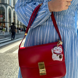 Hand-painted Lucky Cat Bag Charm + Keychain | Eco-Friendly