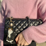 Hand-painted Tuxedo Cat Bag Charm + Keychain | Eco-Friendly