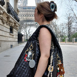 Hand-painted Tuxedo Cat Bag Charm + Keychain | Eco-Friendly
