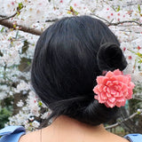 Handmade Origami Peony Flower Claw Hair Clip| Eco-Friendly