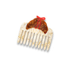 Hand-painted Croissant Bow Pocket Hair Comb | Eco-Friendly