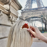 Hand-painted Croissant Bow Pocket Hair Comb | Eco-Friendly