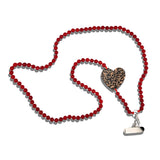 Hand-painted Leopard Heart Gemstone Crossbody Phone Chain