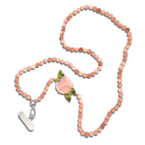Hand-painted Pink Rose Gemstone Crossbody Phone Chain