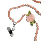 Hand-painted Pink Rose Gemstone Crossbody Phone Chain