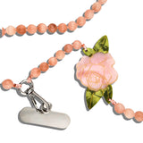 Hand-painted Pink Rose Gemstone Bracelet Phone Chain