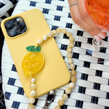 Hand-painted Lemon Gemstone Bracelet Phone Chain