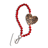 Hand-painted Leopard Heart Gemstone Bracelet Phone Chain