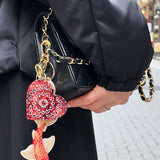 Hand-painted Paisley Heart Bag Charm + Keychain | Eco-Friendly
