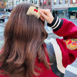 Hand-painted Cherry Hearts Pocket Comb