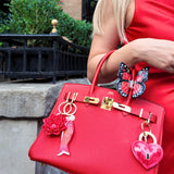 Hand-painted Origami Peony Bag Charm + Keychain