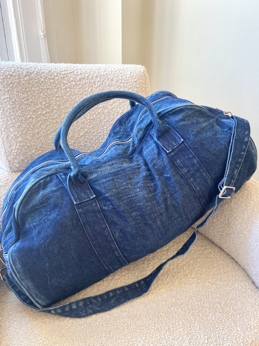 denim weekender bag