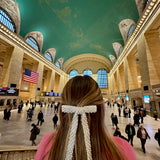 Hand-beaded Pearl Hair Bow Barrette