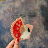 Hand-painted Blossom Fan Compact Mirror | Eco-Friendly