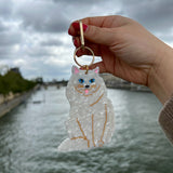 Hand-painted Persian Cat Bag Charm + Keychain | Eco-Friendly