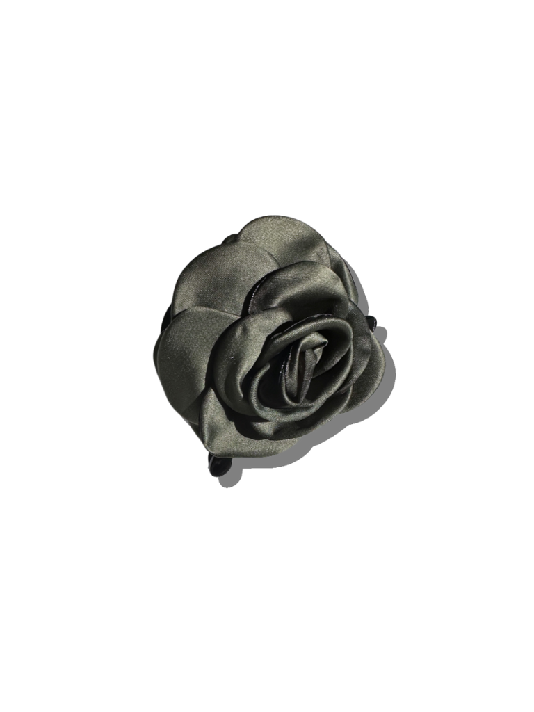 Big Satin Rose Flower Hair Claw Clip