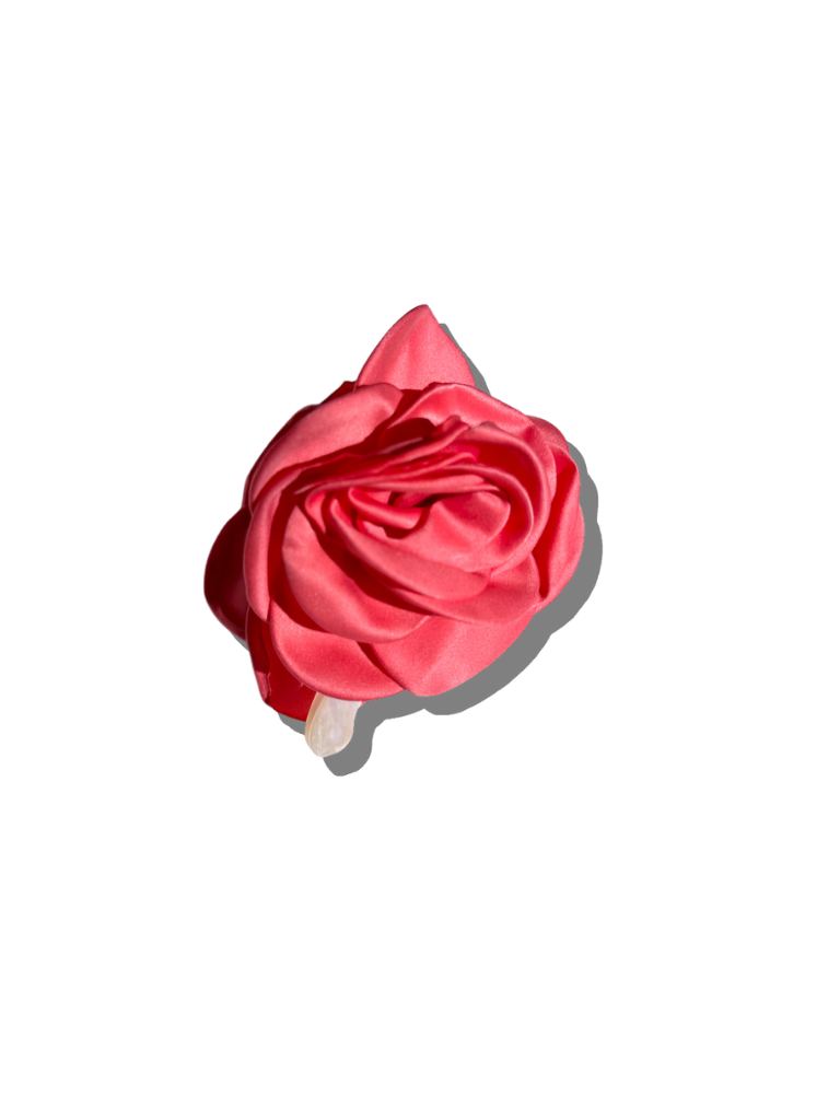 Big Satin Rose Flower Hair Claw Clip