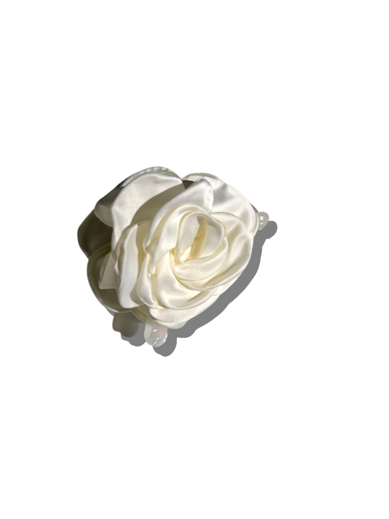 Big Satin Rose Flower Hair Claw Clip