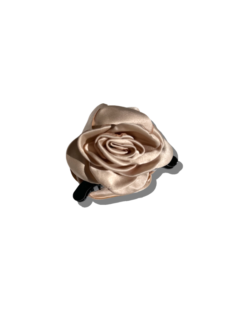 Big Satin Rose Flower Hair Claw Clip