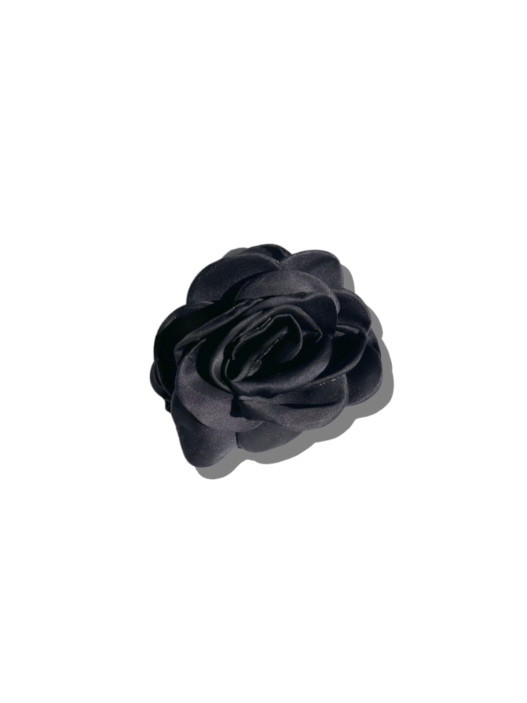 Big Satin Rose Flower Hair Claw Clip