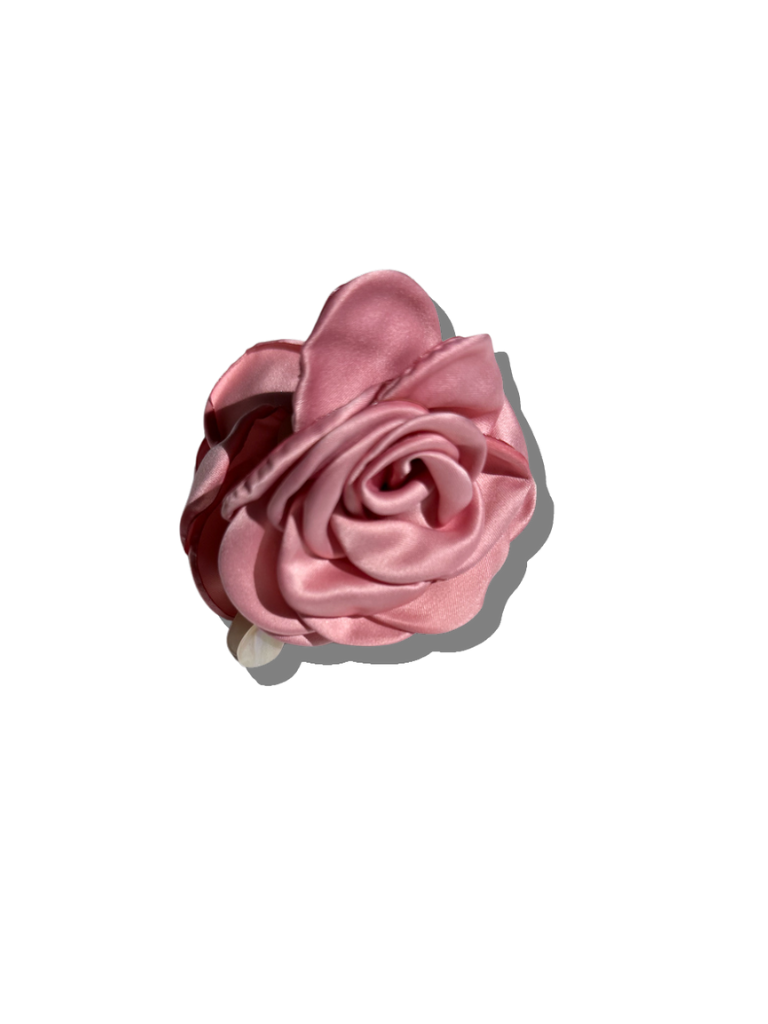 Big Satin Rose Flower Hair Claw Clip