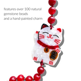 Hand-painted Lucky Cat Gemstone Crossbody Phone Chain