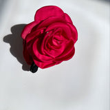 Big Satin Rose Flower Hair Claw Clip