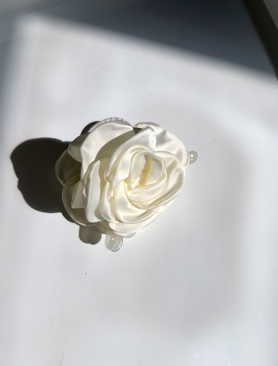 Big Satin Rose Flower Hair Claw Clip