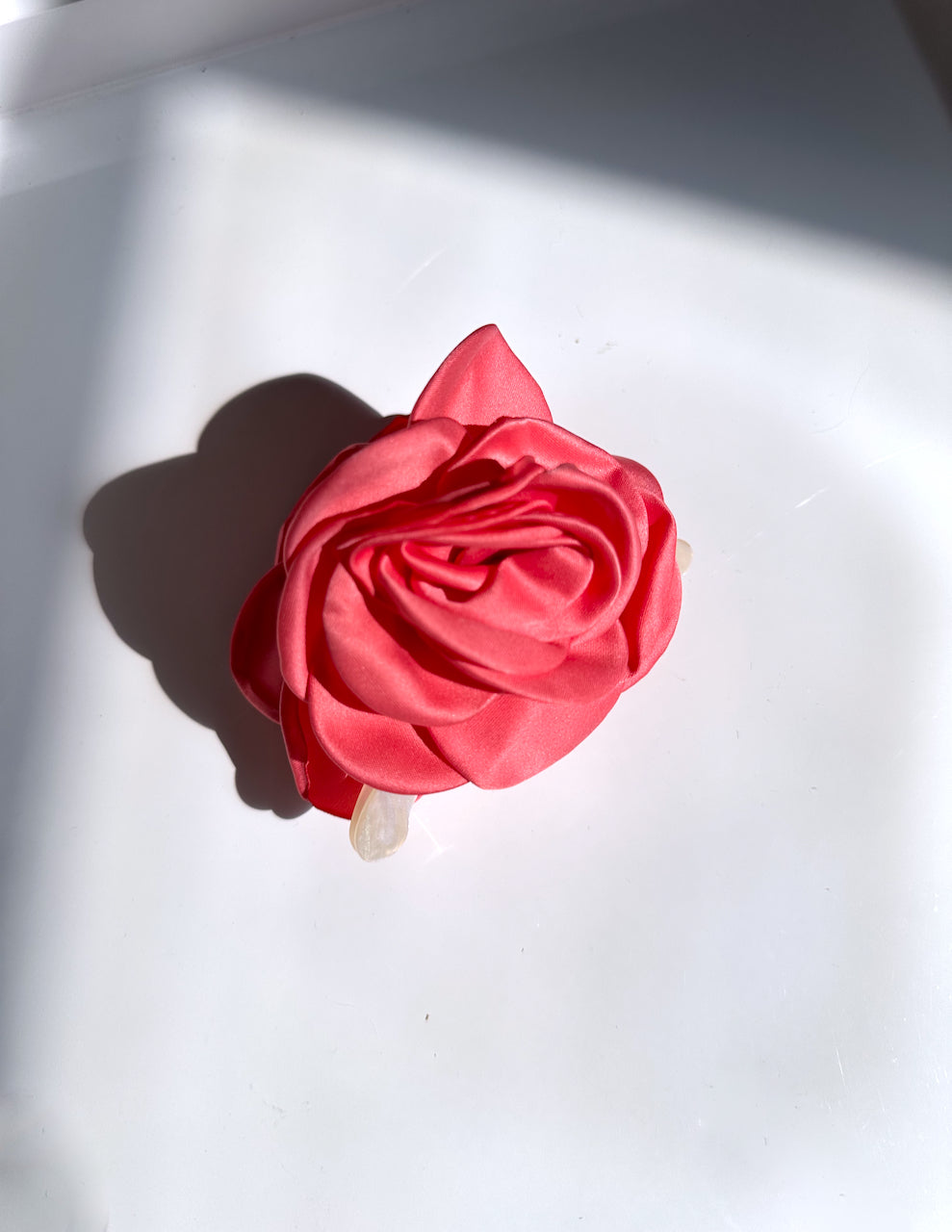 Big Satin Rose Flower Hair Claw Clip