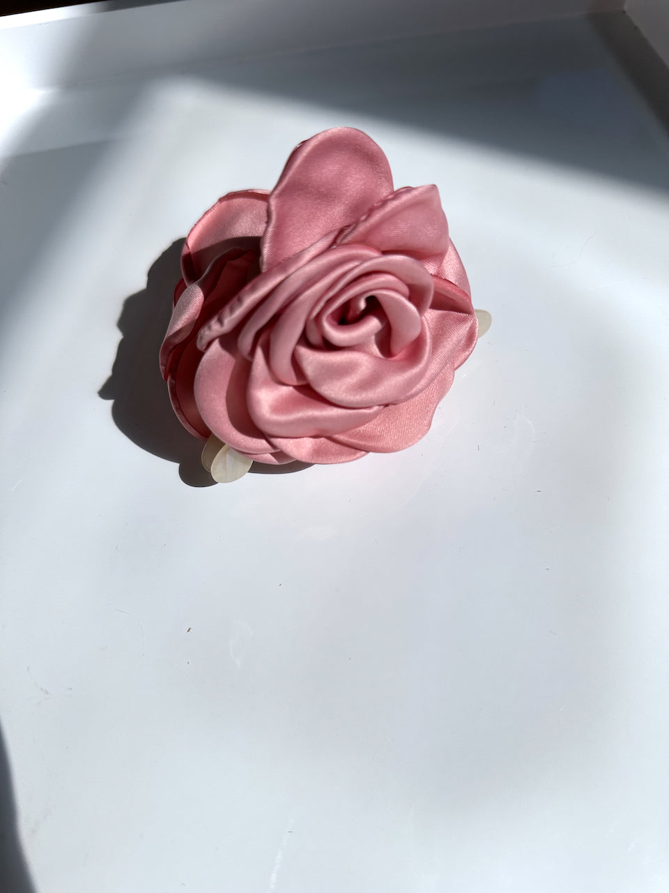 Big Satin Rose Flower Hair Claw Clip