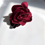 Big Satin Rose Flower Hair Claw Clip