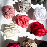 Big Satin Rose Flower Hair Claw Clip