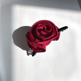 Tuxedo Rose Flower Hair Claw Clip