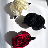 Tuxedo Rose Flower Hair Claw Clip