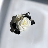 French Rose Bow Claw Hair Clip