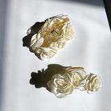 Satin Roses Flower Hair Claw Clip