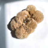 Fluffy Pom Vegan Fur Claw Hair Clip