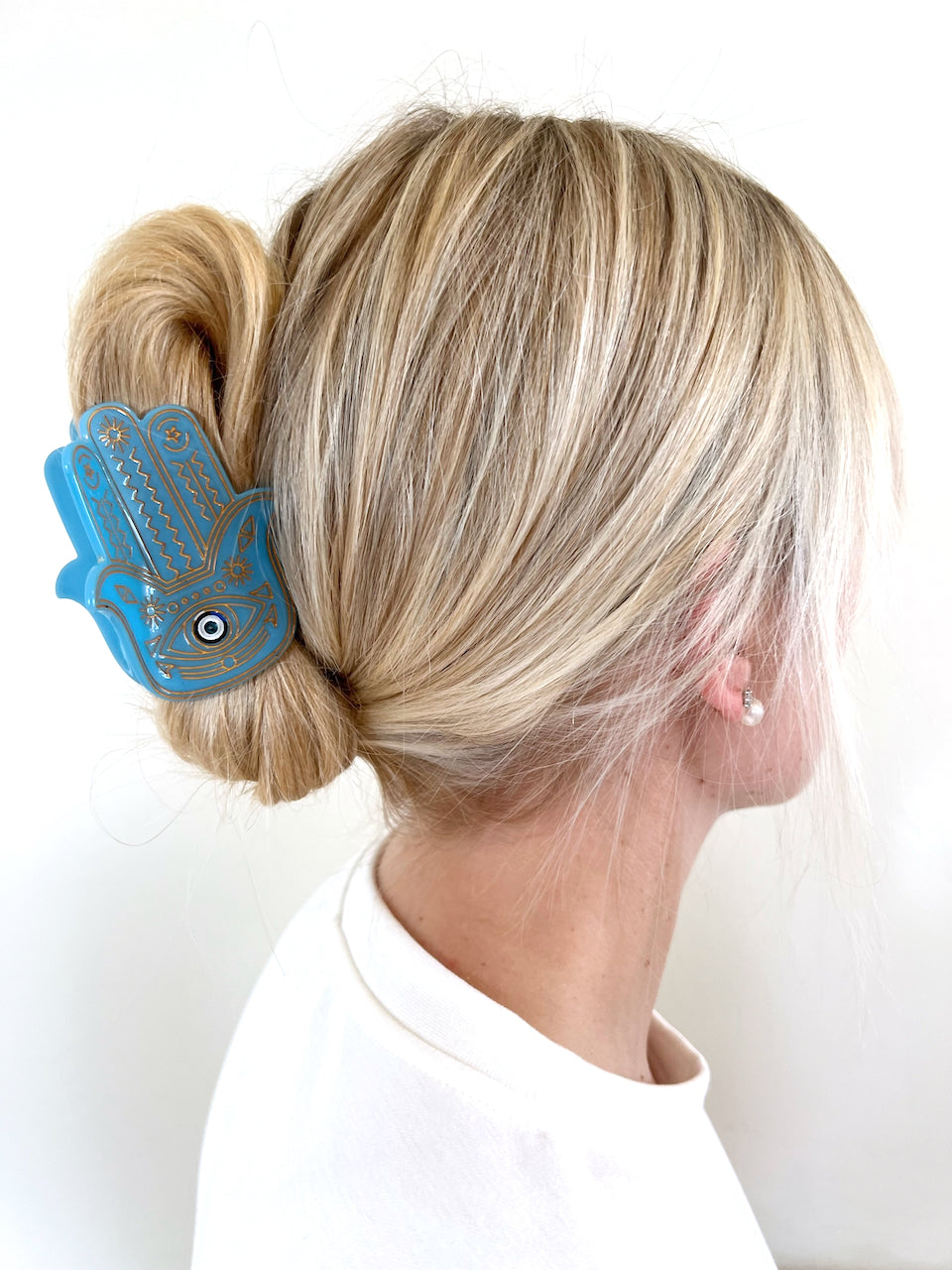 Hand-painted Hamsa Hand Claw Hair Clip | Eco-Friendly