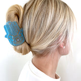 Hand-painted Hamsa Hand Claw Hair Clip | Eco-Friendly