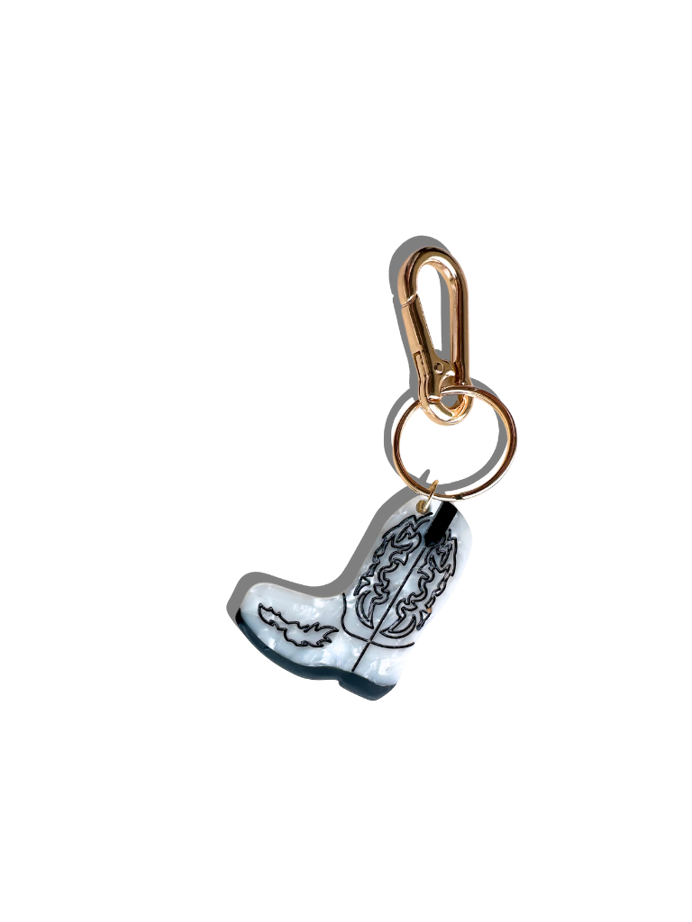 Hand-painted Cowboy Boot Bag Charm + Keychain | Eco-Friendly