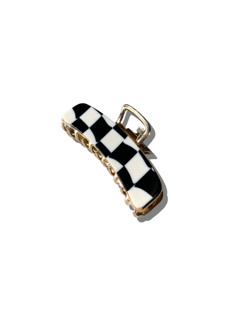 Checkered Gold Claw Clip | Eco-Friendly