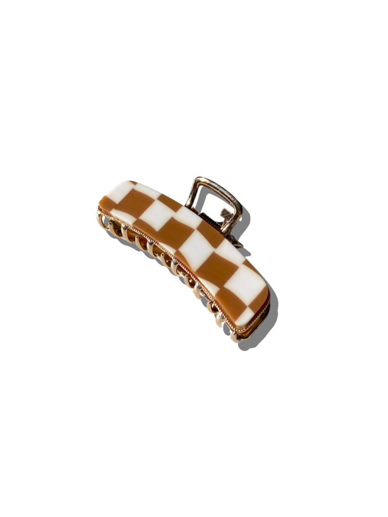 Checkered Gold Claw Clip | Eco-Friendly