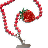 Hand-painted Strawberry Gemstone Bracelet Phone Chain