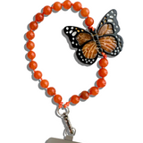 Hand-painted Monarch Butterfly Gemstone Bracelet Phone Chain