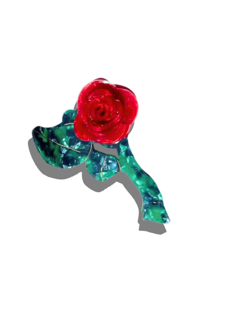 Handmade Origami Rose Stem Flower Claw Hair Clip