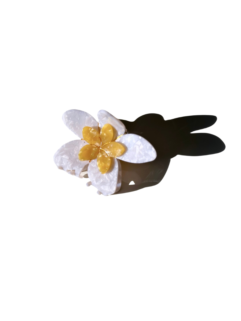 Hand-painted Frangipani Flower Claw Hair Clip | Eco-Friendly