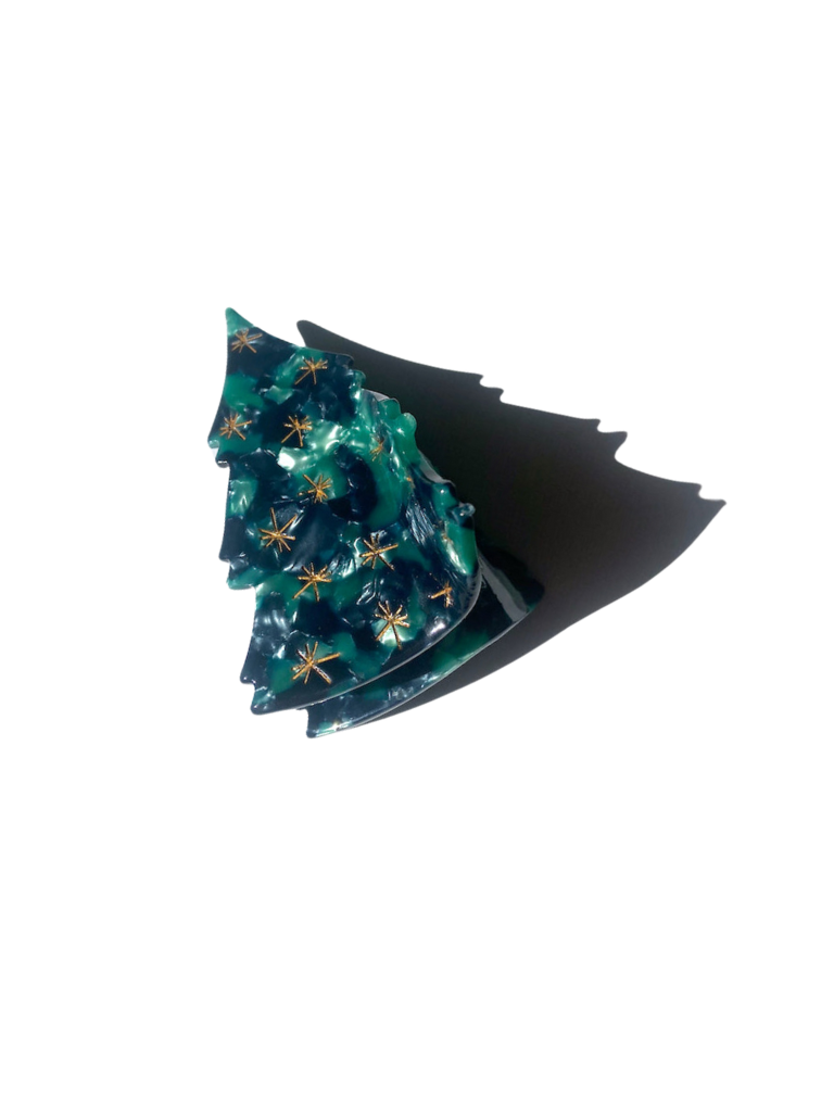 Hand-painted Christmas Tree Holiday Claw Hair Clip | Eco-Friendly