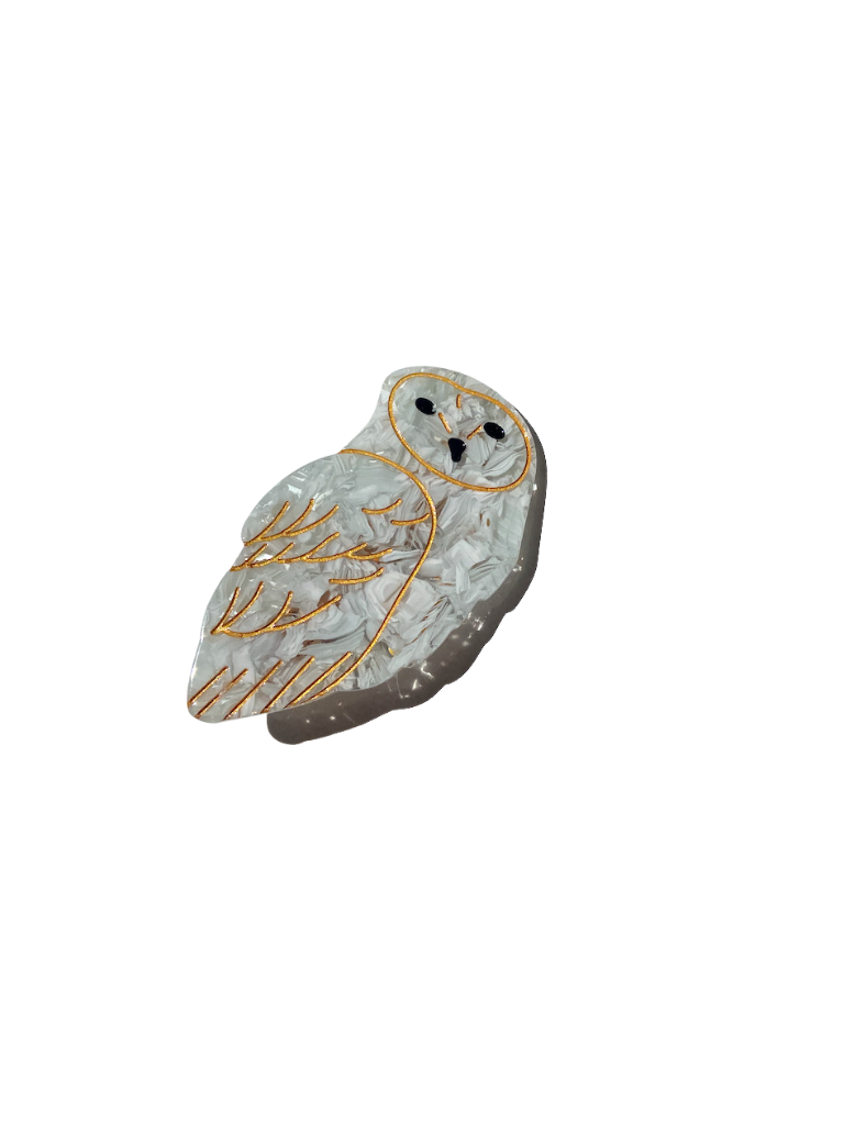 Hand-painted Owl Bird Barrette Hair Clip | Eco-Friendly